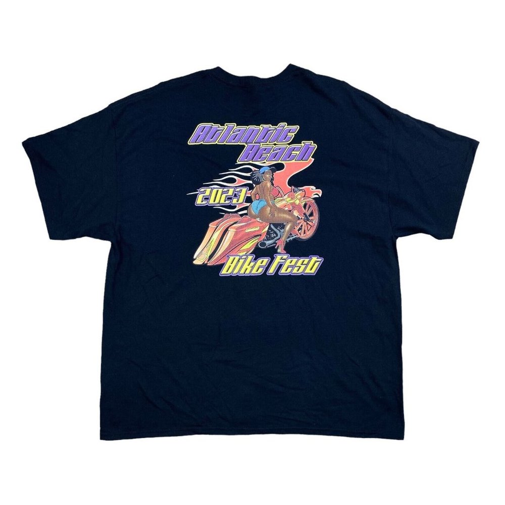 Black Bike Fest 2023 T-Shirt 2XL Atlantic Beach SC Black Motorcycle Vixen NWOT